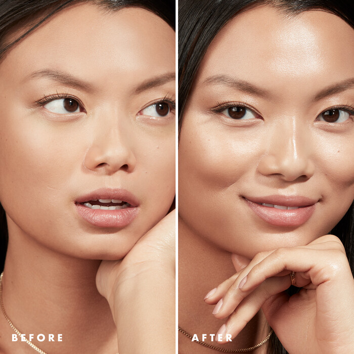 Model Before and After Applying Illuminating Face Primer